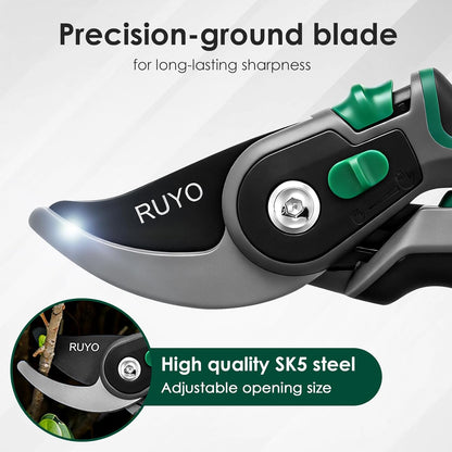 Bypass Pruning Shears, 3/4-Inch Cut Capacity Garden Clippers, Gardening Scissors with Sharp, Rust Resistant Steel Blade (Black, 3/4'')
