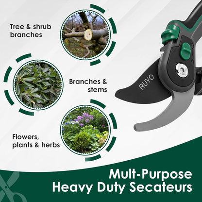 Bypass Pruning Shears, 3/4-Inch Cut Capacity Garden Clippers, Gardening Scissors with Sharp, Rust Resistant Steel Blade (Black, 3/4'')