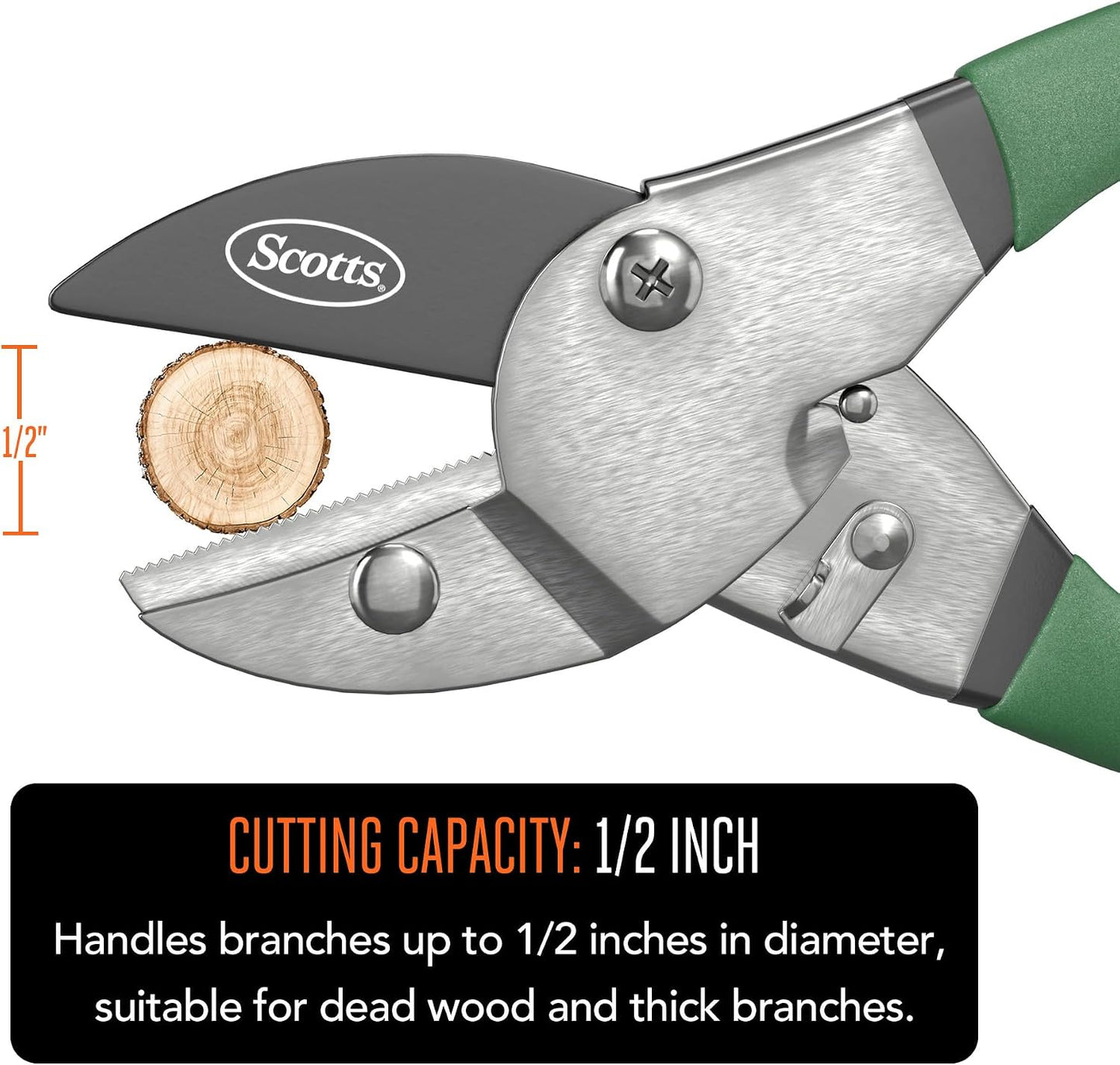 8 in. Anvil Pruning Shears – 1/2 in. Cutting Capacity, Heavy-Duty Garden Pruner for Dry Stems and Dead Wood, Sap Resistant – Comfort Grip with Sharp Carbon Steel Blade for Yard and Garden Use