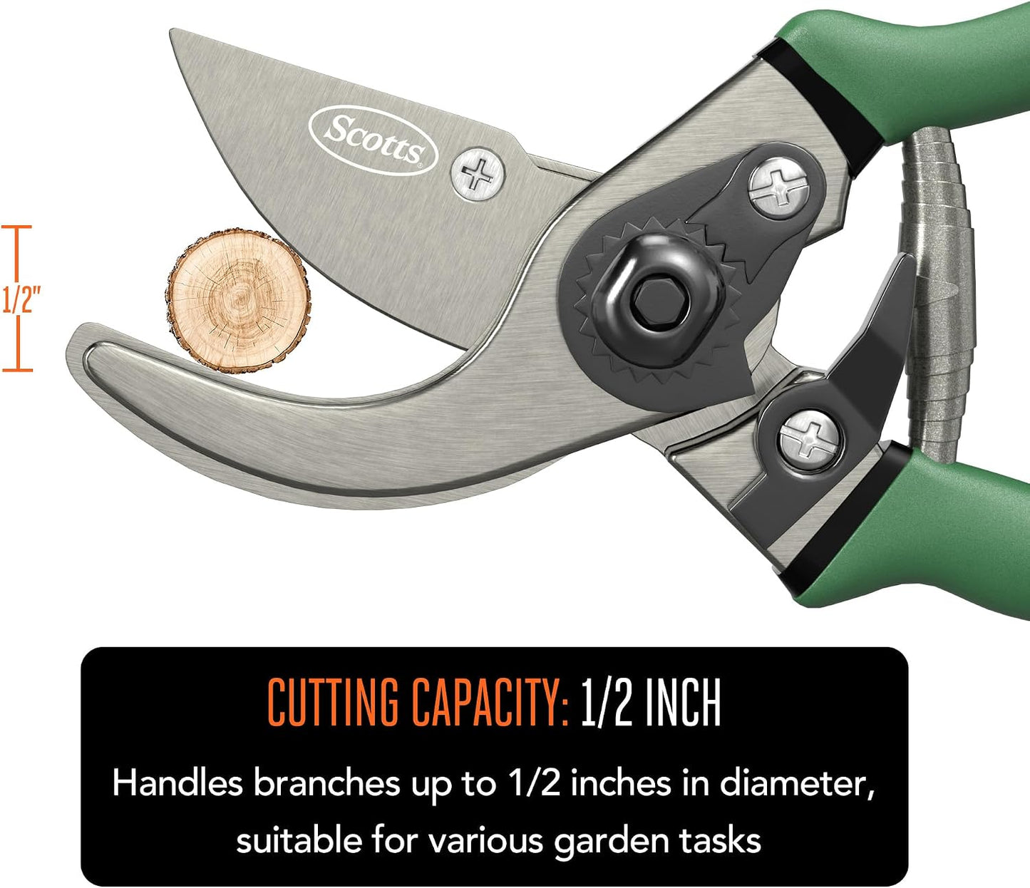 8 in. Anvil Pruning Shears – 1/2 in. Cutting Capacity, Heavy-Duty Garden Pruner for Dry Stems and Dead Wood, Sap Resistant – Comfort Grip with Sharp Carbon Steel Blade for Yard and Garden Use