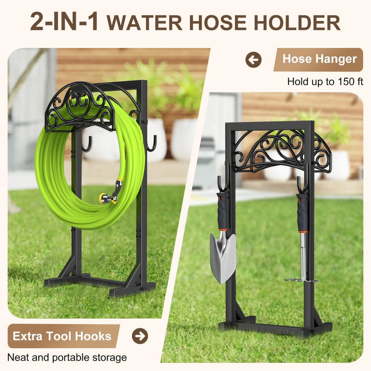 Garden Hose Holder Stand Heavy Duty Freestanding 150 FT