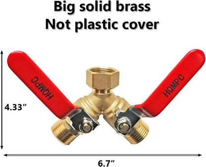 2-Way Garden Hose Splitter - 3/4" Female & 2 Male, 2 Pcs