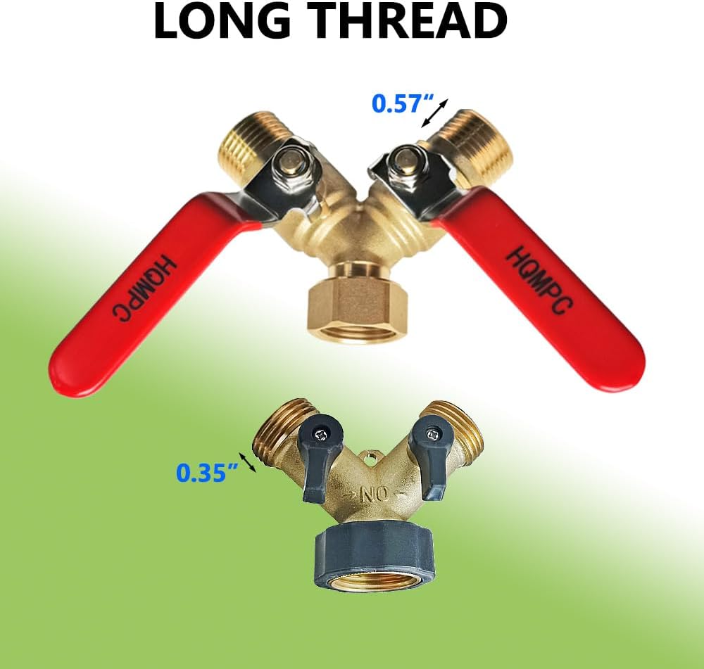 2-Way Garden Hose Splitter - 3/4" Female & 2 Male, 2 Pcs