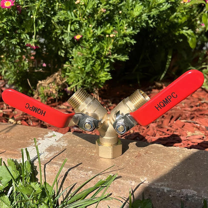 2-Way Garden Hose Splitter - 3/4" Female & 2 Male, 2 Pcs