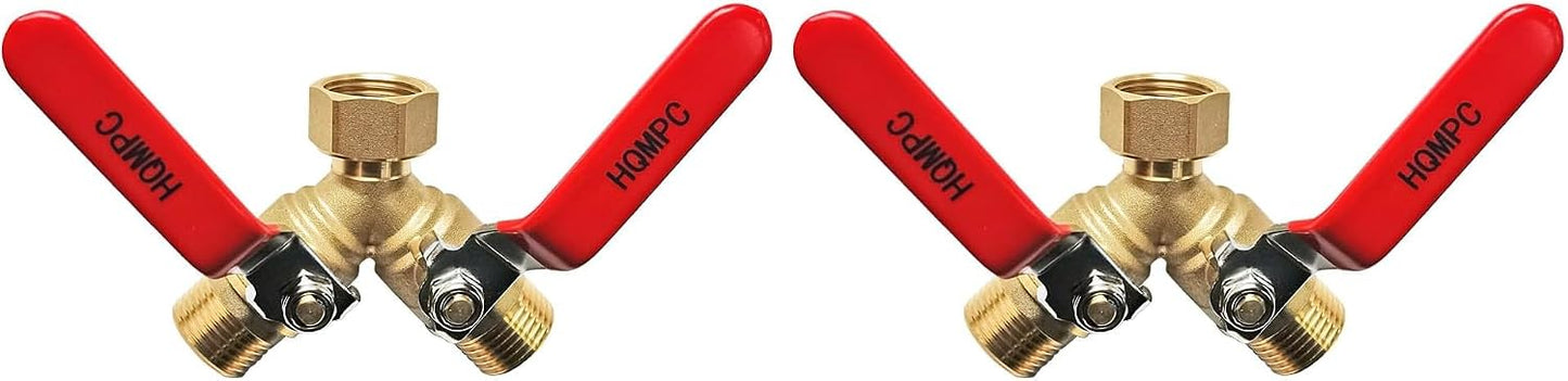 2-Way Garden Hose Splitter - 3/4" Female & 2 Male, 2 Pcs