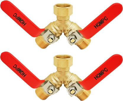 2-Way Garden Hose Splitter - 3/4" Female & 2 Male, 2 Pcs