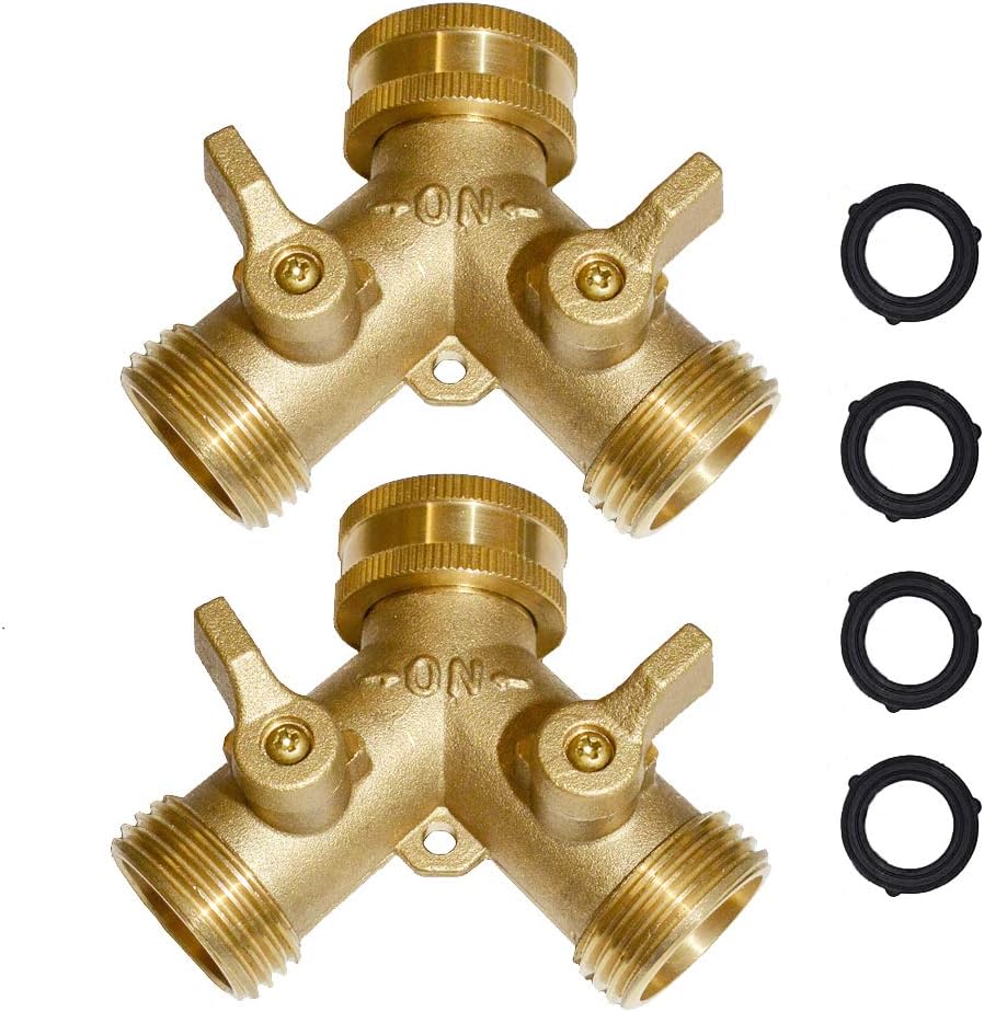 2-Way Garden Hose Splitter - 3/4" Female & 2 Male, 2 Pcs