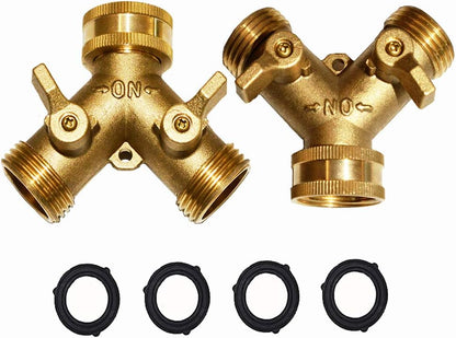 2-Way Garden Hose Splitter - 3/4" Female & 2 Male, 2 Pcs