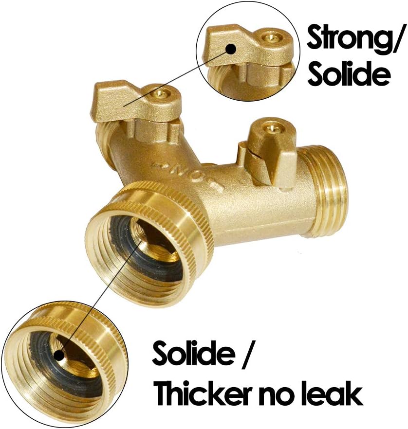 2-Way Garden Hose Splitter - 3/4" Female & 2 Male, 2 Pcs