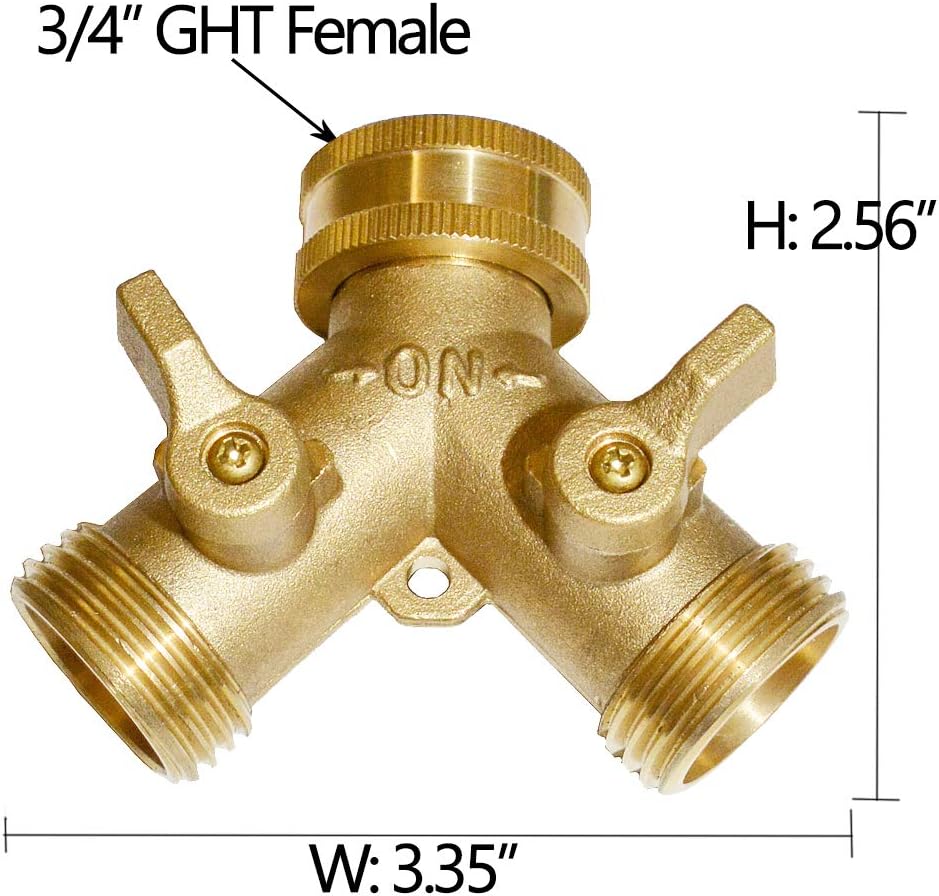 2-Way Garden Hose Splitter - 3/4" Female & 2 Male, 2 Pcs