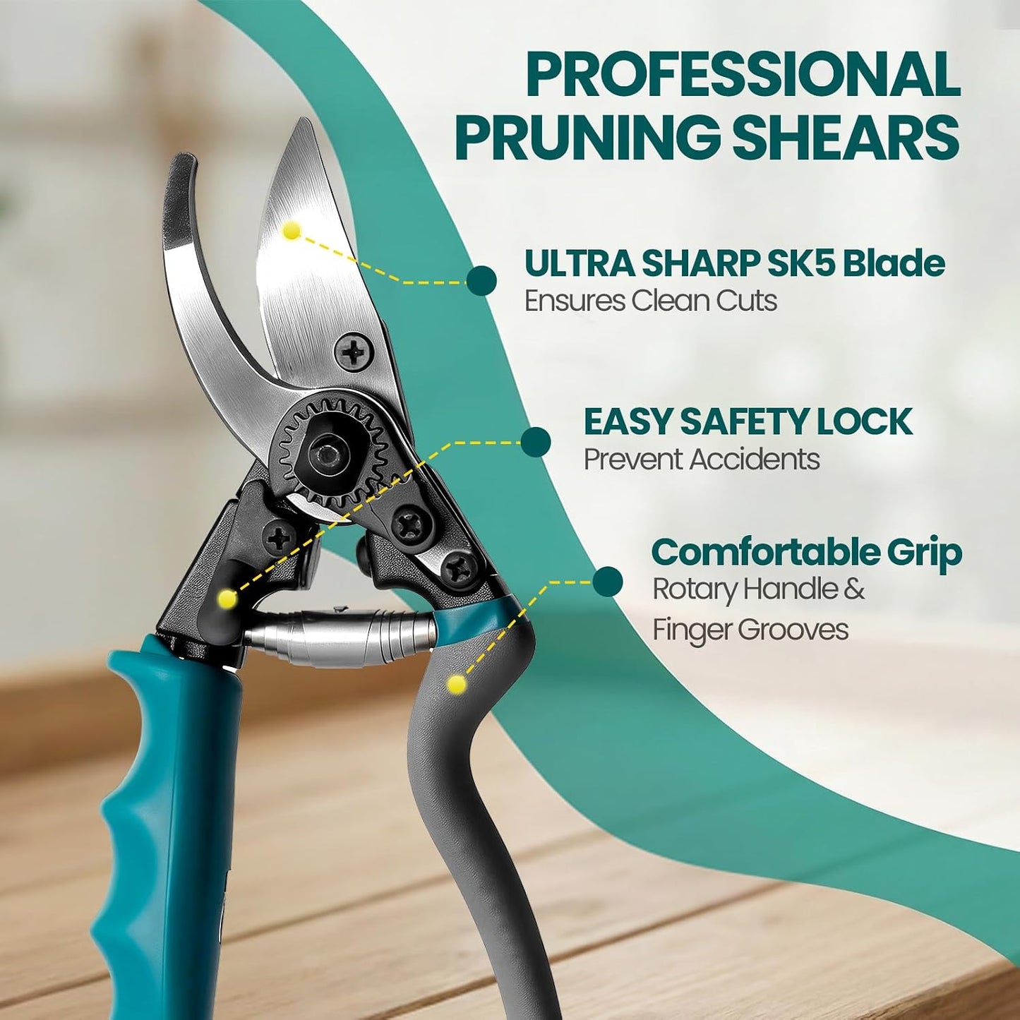 Heavy Duty Branch Cutter, Ergonomic Garden Clippers Shears for Gardening