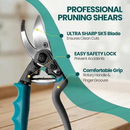 Heavy Duty Branch Cutter, Ergonomic Garden Clippers Shears for Gardening