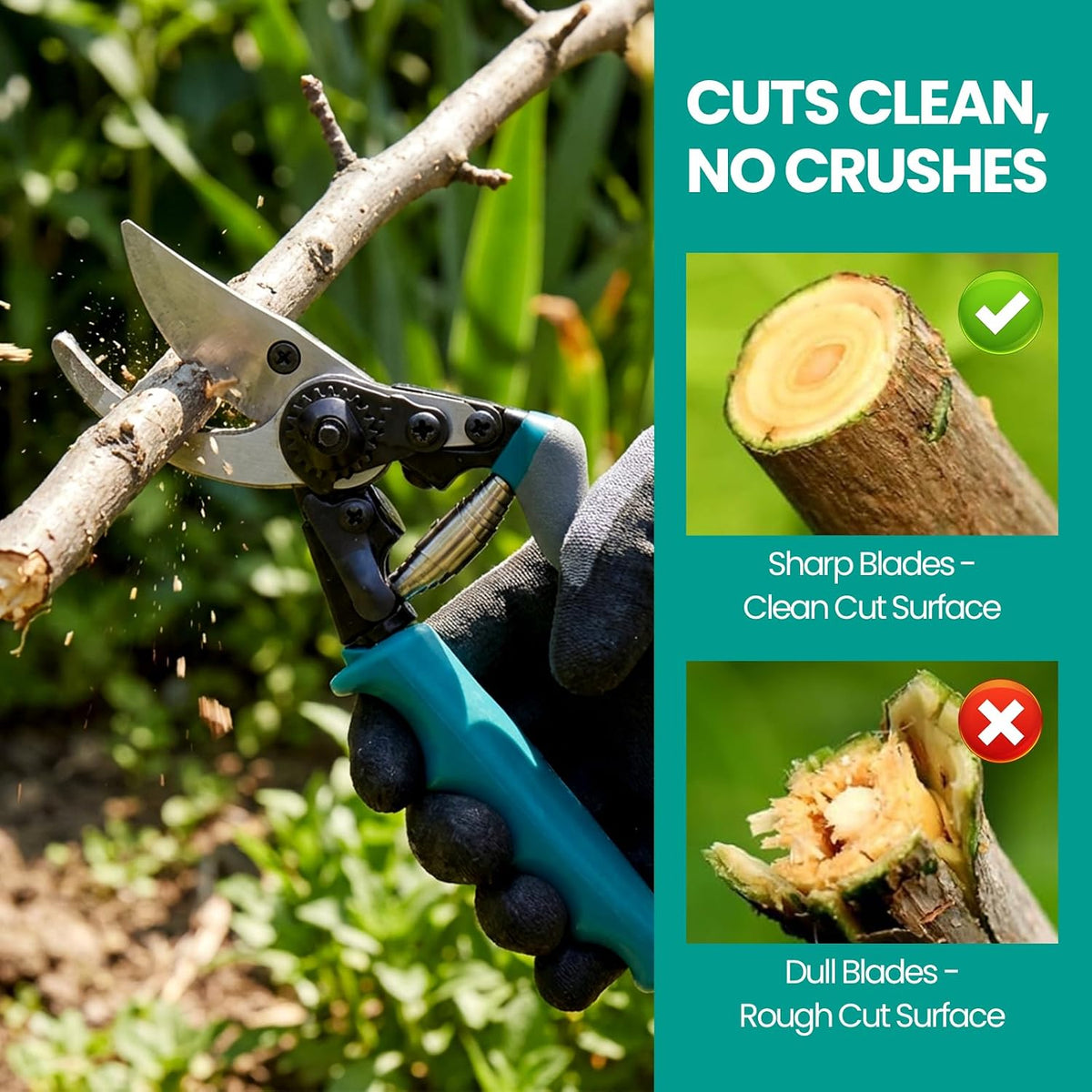 Heavy Duty Branch Cutter, Ergonomic Garden Clippers Shears for Gardening