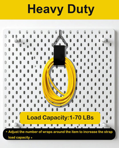Extension Cord Holder Organizer, 2in x 16.4’ Cut to Length Heavy Duty Storage Straps with 15 Buckles, Garden Water Hose Garage Gadgets Hanger for Storage and Organization