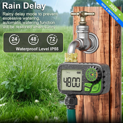 Sprinkler Timer Programmable Water Hose Timer with Rain Delay, Brass Inlet
