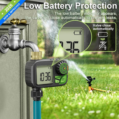 Sprinkler Timer Programmable Water Hose Timer with Rain Delay, Brass Inlet