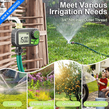 Sprinkler Timer Programmable Water Hose Timer with Rain Delay, Brass Inlet