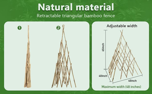 Garden Bamboo Trellis for Climbing Plants Outdoor, Adjustable Height 60 to 70inches Tall Cucumber Trellis, Obelisk Plant Support for Climbing Vine Vegetable Tomato Peas Bean