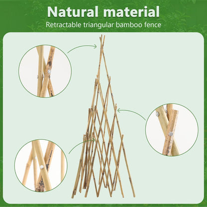 Garden Bamboo Trellis for Climbing Plants Outdoor, Adjustable Height 60 to 70inches Tall Cucumber Trellis, Obelisk Plant Support for Climbing Vine Vegetable Tomato Peas Bean