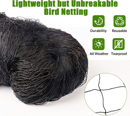 Bird Netting for Chicken Coop - 50x50ft Chicken Netting for Chicken Coop Roof, Poultry Net Coop Netting Cover, Hawk Netting for Chicken Run Fence, 2.4" Mesh Anti Bird Net for Garden Aviary Tree Deers