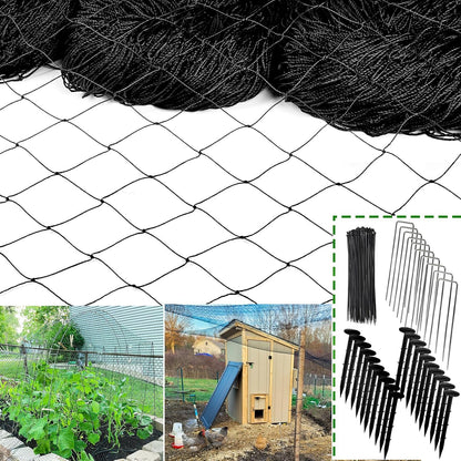Bird Netting for Chicken Coop - 50x50ft Chicken Netting for Chicken Coop Roof, Poultry Net Coop Netting Cover, Hawk Netting for Chicken Run Fence, 2.4" Mesh Anti Bird Net for Garden Aviary Tree Deers
