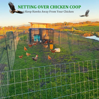 Bird Netting for Chicken Coop - 50x50ft Chicken Netting for Chicken Coop Roof, Poultry Net Coop Netting Cover, Hawk Netting for Chicken Run Fence, 2.4" Mesh Anti Bird Net for Garden Aviary Tree Deers