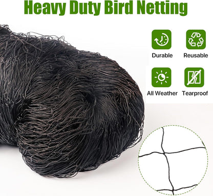 Bird Netting for Chicken Coop - 50x50ft Chicken Netting for Chicken Coop Roof, Poultry Net Coop Netting Cover, Hawk Netting for Chicken Run Fence, 2.4" Mesh Anti Bird Net for Garden Aviary Tree Deers
