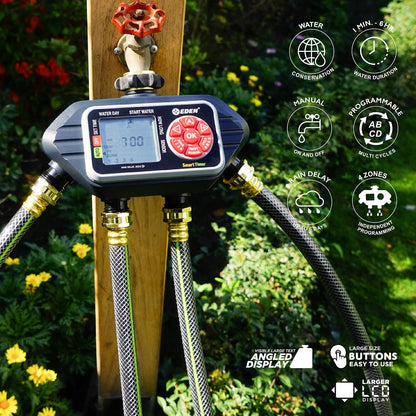 93413 Programmable Digital Water Timer 4-Zone, Compatible with Wireless Soil Moisture Sensor