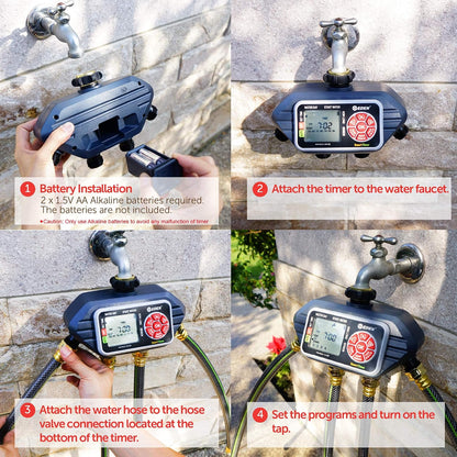 93413 Programmable Digital Water Timer 4-Zone, Compatible with Wireless Soil Moisture Sensor
