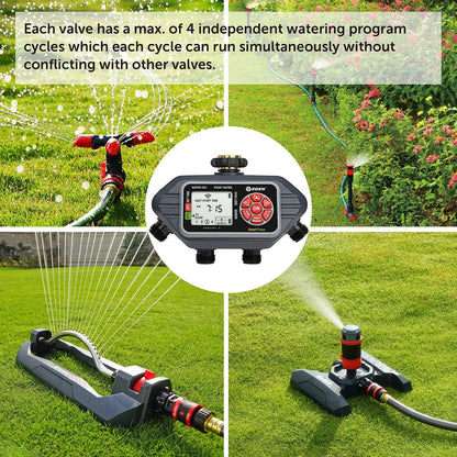 93413 Programmable Digital Water Timer 4-Zone, Compatible with Wireless Soil Moisture Sensor