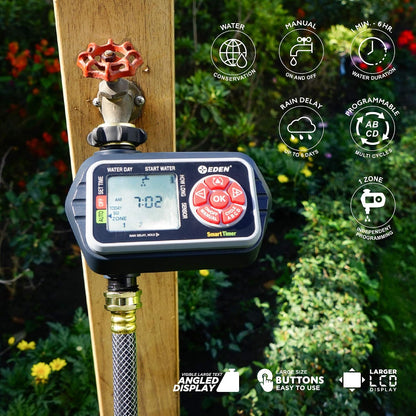 93413 Programmable Digital Water Timer 4-Zone, Compatible with Wireless Soil Moisture Sensor