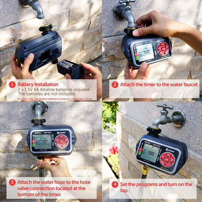 93413 Programmable Digital Water Timer 4-Zone, Compatible with Wireless Soil Moisture Sensor