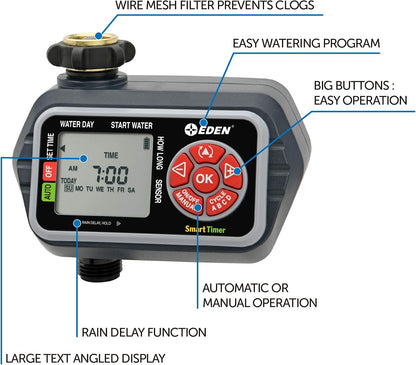 93413 Programmable Digital Water Timer 4-Zone, Compatible with Wireless Soil Moisture Sensor