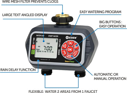 93413 Programmable Digital Water Timer 4-Zone, Compatible with Wireless Soil Moisture Sensor