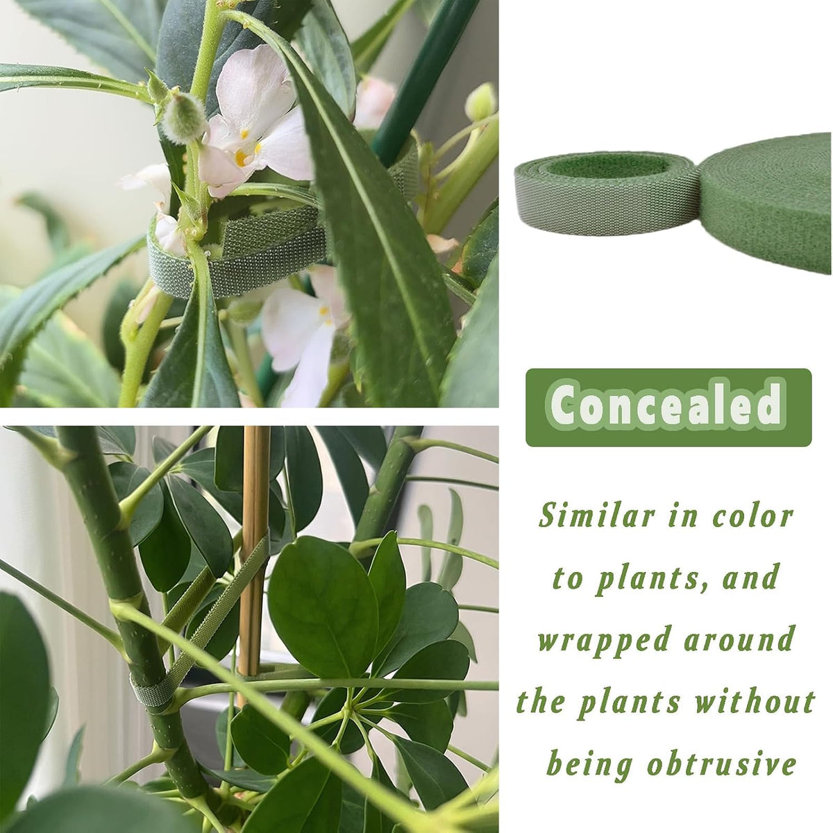 Garden Ties Reusable Plant Ties for Climbing Plants, Adjustable Plant Cable Straps for Support Indoor Outdoor Plant Growth Staking, Training & Organizing (60 ft)