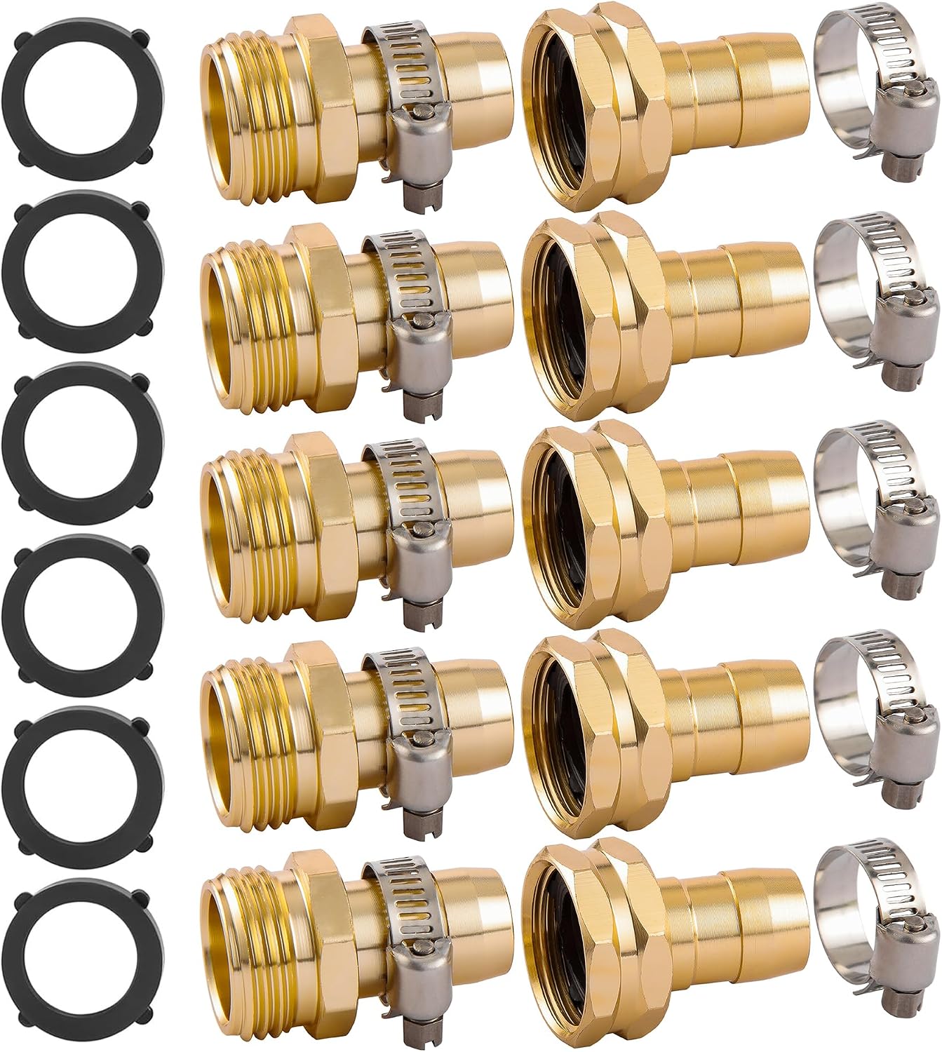 5 Set Garden Hose Repair Connector Kit, Fit for 1/2" Garden Hose Fitting