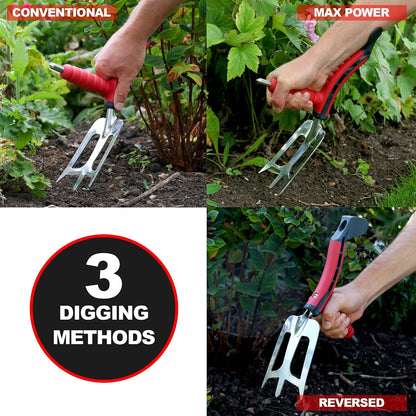 Multi-Digger Dual Grip Garden Hand Fork Cultivator & Weeder (Hand Fork/Cultivator)