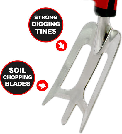 Multi-Digger Dual Grip Garden Hand Fork Cultivator & Weeder (Hand Fork/Cultivator)