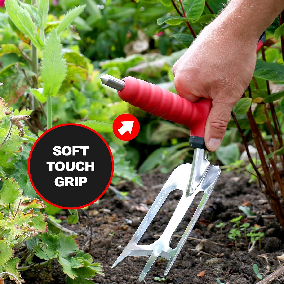 Multi-Digger Dual Grip Garden Hand Fork Cultivator & Weeder (Hand Fork/Cultivator)