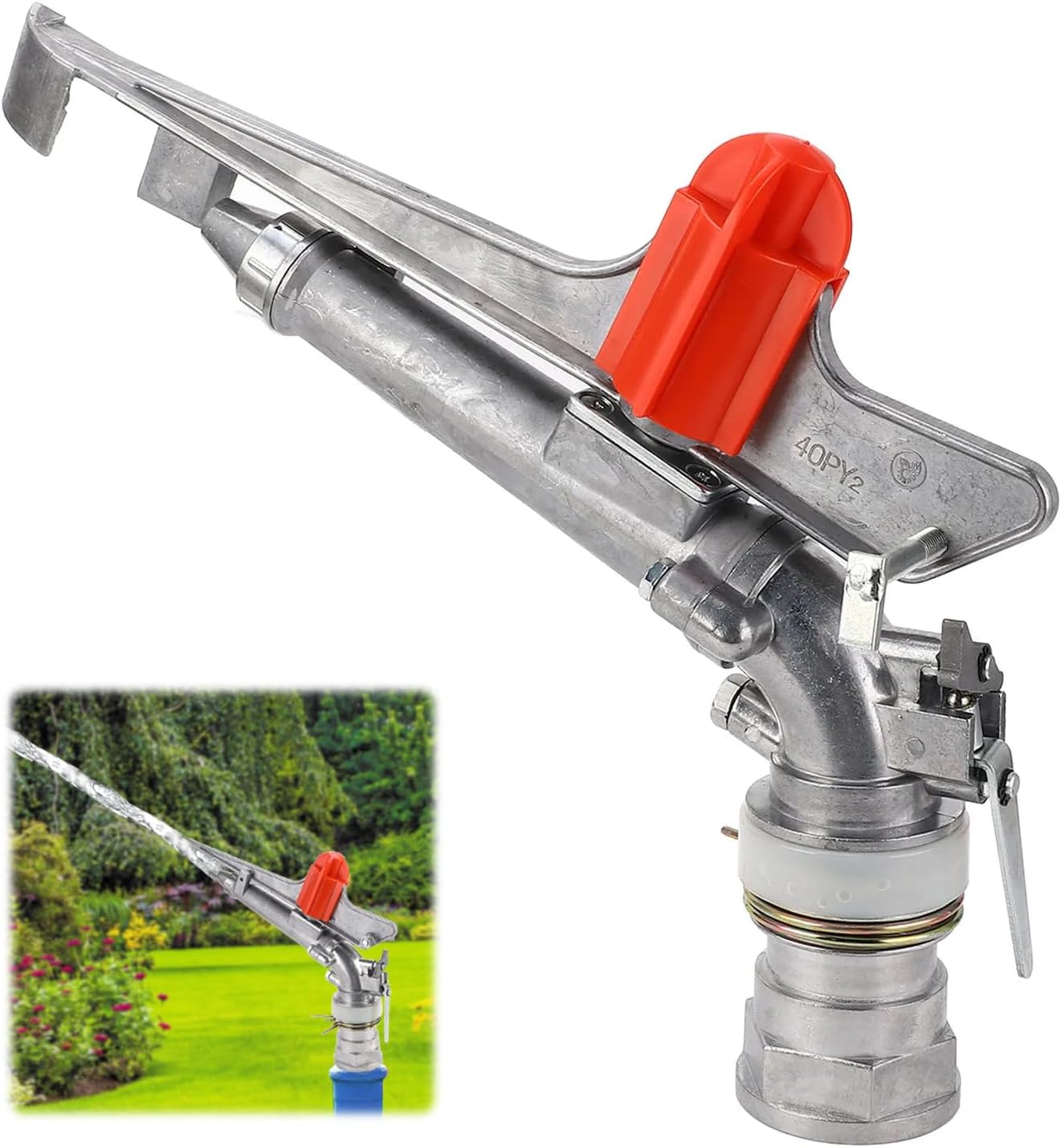 Long Range Sprinkler, 1.5" Lawn Sprinklers, Sprinklers for Yard Large Area Irrigation Watering Spray Gun, Agriculture Farm Irrigation Impact Sprinkler