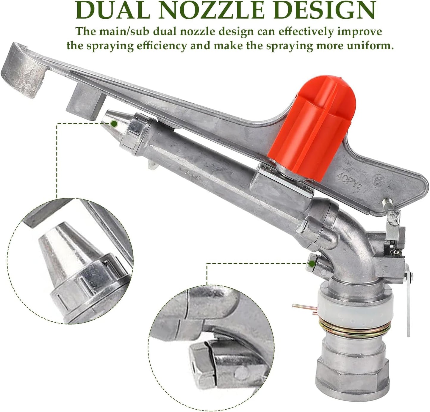 Long Range Sprinkler, 1.5" Lawn Sprinklers, Sprinklers for Yard Large Area Irrigation Watering Spray Gun, Agriculture Farm Irrigation Impact Sprinkler