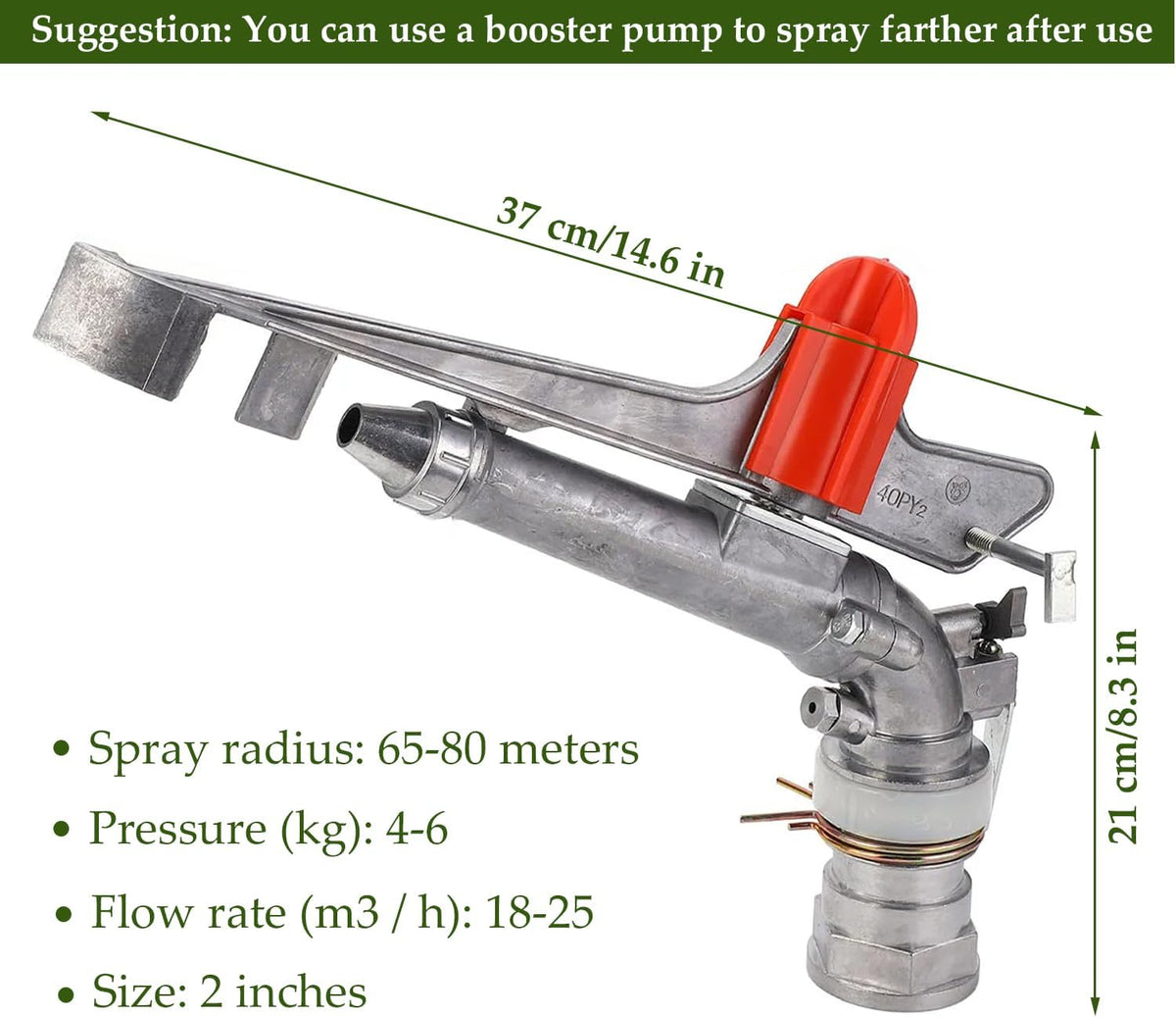 Long Range Sprinkler, 1.5" Lawn Sprinklers, Sprinklers for Yard Large Area Irrigation Watering Spray Gun, Agriculture Farm Irrigation Impact Sprinkler