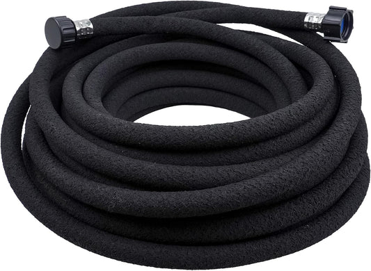 Durable & Buriable Soaker Hose - Saves 70% Water, Waters Roots Directly for Healthier Plants, Flexible & Easy Setup for Garden Beds, Vegetables, Flowers, Black, 50FT