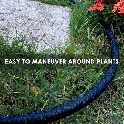 Durable & Buriable Soaker Hose - Saves 70% Water, Waters Roots Directly for Healthier Plants, Flexible & Easy Setup for Garden Beds, Vegetables, Flowers, Black, 50FT