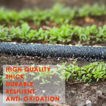 Durable & Buriable Soaker Hose - Saves 70% Water, Waters Roots Directly for Healthier Plants, Flexible & Easy Setup for Garden Beds, Vegetables, Flowers, Black, 50FT