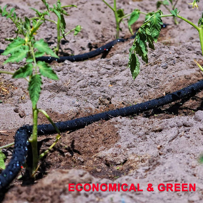 Durable & Buriable Soaker Hose - Saves 70% Water, Waters Roots Directly for Healthier Plants, Flexible & Easy Setup for Garden Beds, Vegetables, Flowers, Black, 50FT