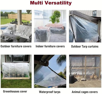 Clear Tarps Waterproof with Grommets 6mil Plant Cover Freeze Protection Frost Plastic Sheeting Rain Tarps Greenhouse Tarp Tarpaulin Protective Tent for Patio Garden Chicken Coop (9'9"x13')