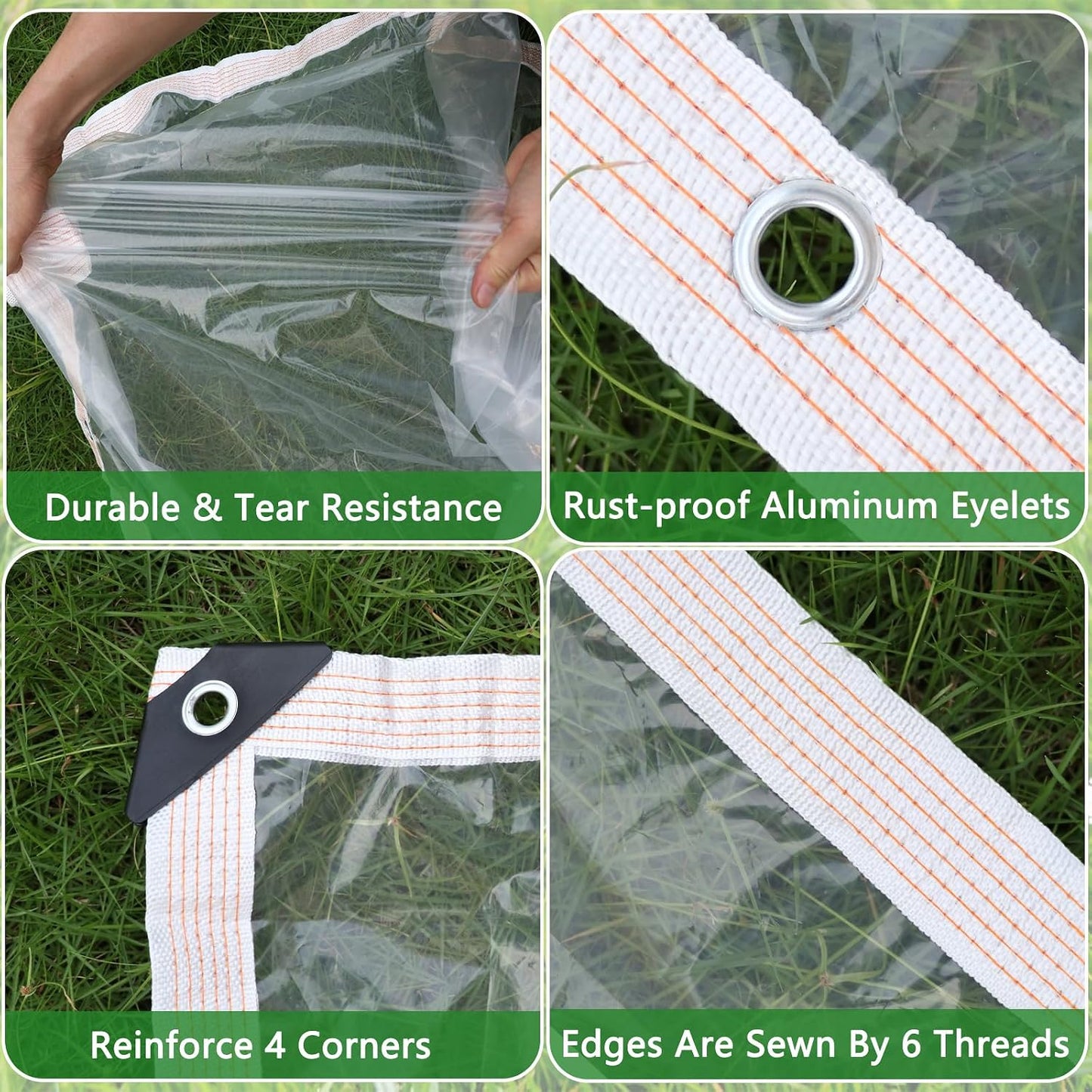 Clear Tarps Waterproof with Grommets 6mil Plant Cover Freeze Protection Frost Plastic Sheeting Rain Tarps Greenhouse Tarp Tarpaulin Protective Tent for Patio Garden Chicken Coop (9'9"x13')