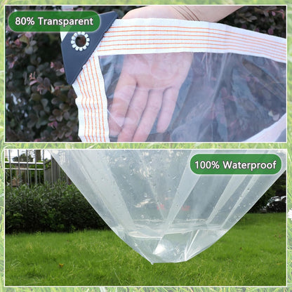 Clear Tarps Waterproof with Grommets 6mil Plant Cover Freeze Protection Frost Plastic Sheeting Rain Tarps Greenhouse Tarp Tarpaulin Protective Tent for Patio Garden Chicken Coop (9'9"x13')