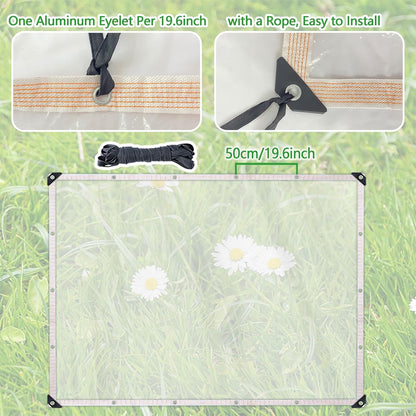 Clear Tarps Waterproof with Grommets 6mil Plant Cover Freeze Protection Frost Plastic Sheeting Rain Tarps Greenhouse Tarp Tarpaulin Protective Tent for Patio Garden Chicken Coop (9'9"x13')